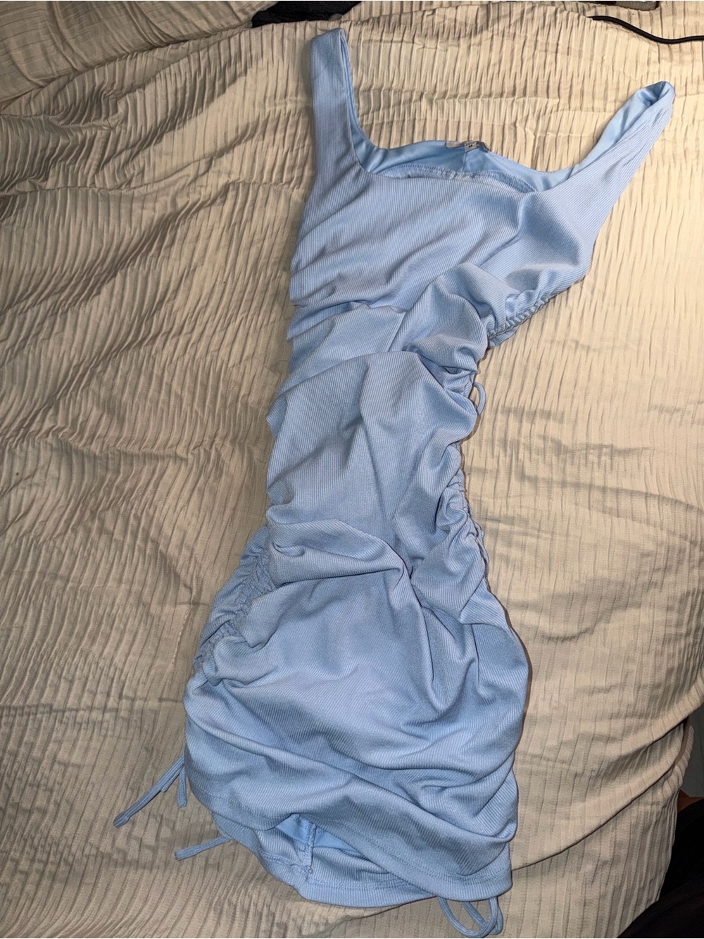 Xhilaration Light Blue Ruched Mini Dress